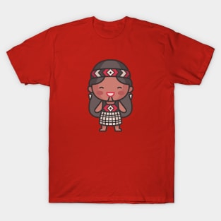 Cute Maori Woman in Traditional Clothing Cartoon T-Shirt